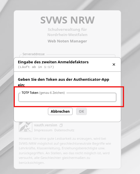 Zweiten Faktor Eingeben