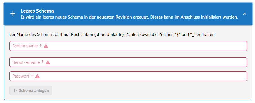 Geben Sie Grunddaten für das Schema ein
