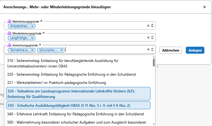 Auswahlfelder