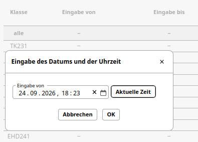 Datumswert für die Eingabe eintrageb. Datumswert eintragen
