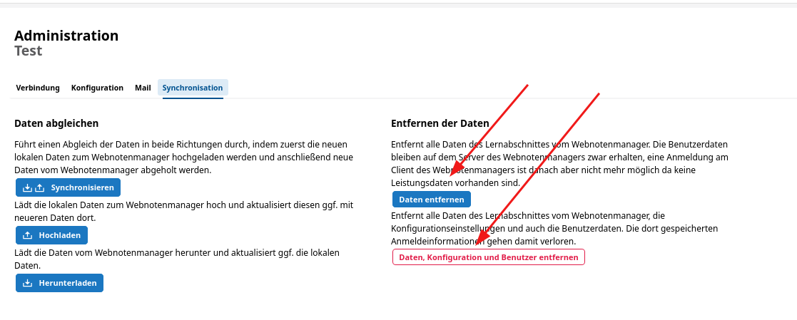 Daten zurücksetzen