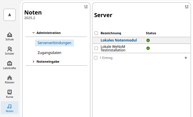 Über die Serververbindungen ereichen Sie die Konfiguration. Serververbindungen