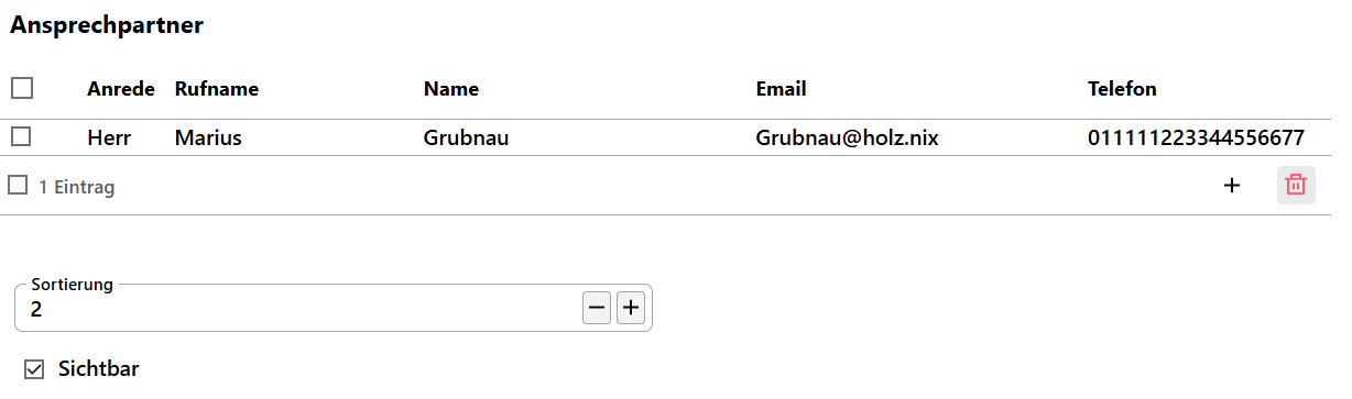 Verwalten Sie Ihre Ansprechpartner für einen Betrieb. Ansprechpartner für Betriebe verwalten