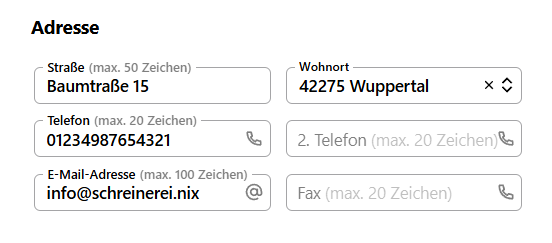 Erfassen Sie Kontaktdaten für Betriebe. Erfassen der Kontaktdaten für Betriebe