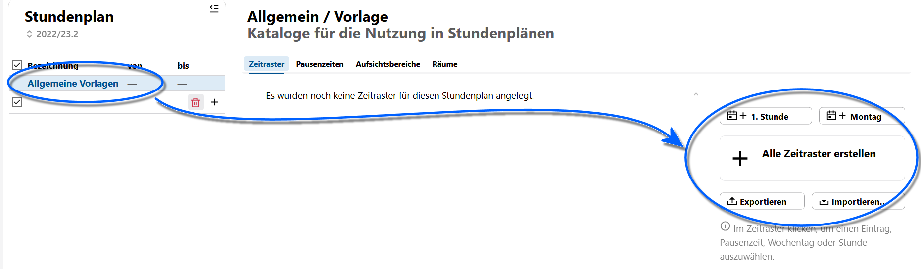 Klicken Sie das Plus um die Allgemeine Vorlage anzulegen